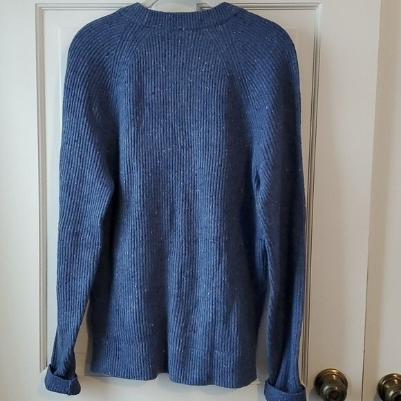 ABERCROMBIE & FITCH WOOL TEXTURED CREW NECK SWEATER MEN'S MEDIUM HEATHERED BLUE - Picture 7 of 10